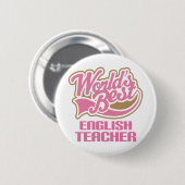 Niedliche rosa Weltbester englischer Lehrer Button (Vorne & Hinten)