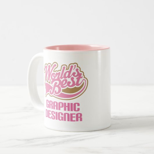 Niedliche rosa Weltbester Grafikdesigner Zweifarbige Tasse (Vorderseite Links)