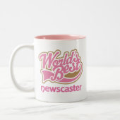 Niedliche rosa Weltbester Nachrichtensprecher Zweifarbige Tasse (Links)