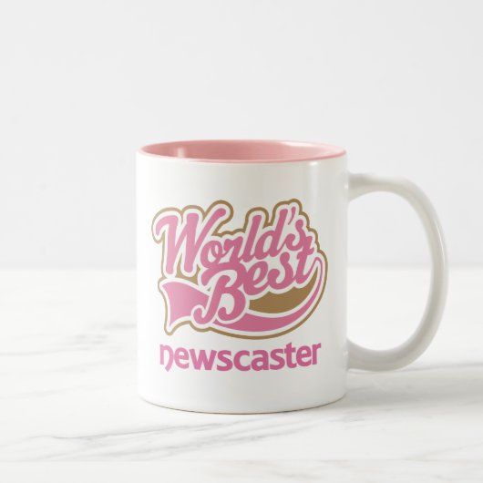 Niedliche rosa Weltbester Nachrichtensprecher Zweifarbige Tasse (Rechts)