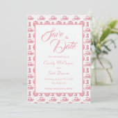 Niedliche Rosa Western Hochzeit Speichern Sie das Save The Date (Stehend Vorderseite)