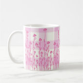 Niedliche rosa Wildblumen doodrosa karierter Gingh Kaffeetasse (Links)