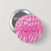 Niedliche Rosa Zebra Leopard Tierdruckerei und Gir Button (Vorne & Hinten)