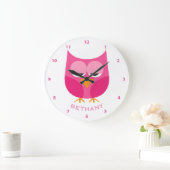 Niedliche rosafarbene Schale Personalisiert mit Za Große Wanduhr (Zuhause)