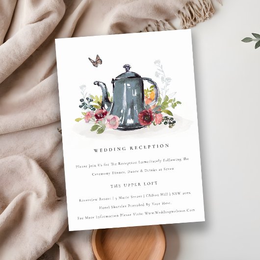 Niedliche Rose Blumenkohl Hochzeitsempfang Begleitkarte