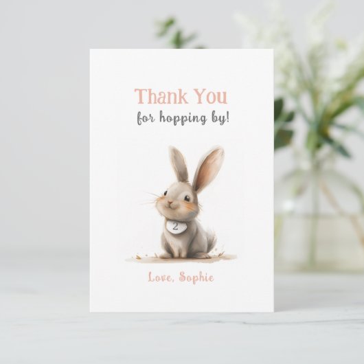 Niedliche Rose Bunny Birthday Danke Karten (Stehend Vorderseite)