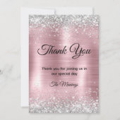 Niedliche Rose errötet silberne Imitate Glitzer Vi Karte (Vorderseite)