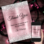 Niedliche Rose errötet silberne Imitate Glitzer Vi Karte