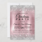 Niedliche Rose errötet silberne Imitate Glitzer We Einladung (Vorderseite)