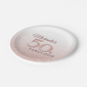 Niedliche Rose Gold 50 Fabelname 50. Geburtstag Pappteller (Schrägansicht)