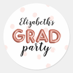 Niedliche Rose Gold Ballon Letters Grad Party Runder Aufkleber