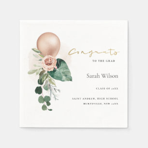 NIEDLICHE ROSE GOLD BALLOON FLORA GRAD GLÜCKWÜNS SERVIETTE