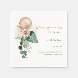 NIEDLICHE ROSE GOLD BALLOON FLORA GRAD GLÜCKWÜNSCH SERVIETTE