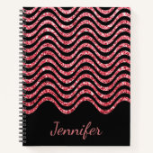 Niedliche Rose Gold Black Glitzer Zickzack Persona Notizblock (Vorderseite)