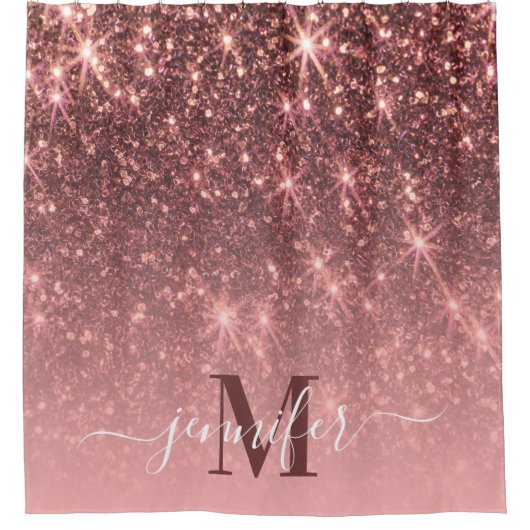 Niedliche Rose Gold Glitzer Duschvorhang (Vorderseite)