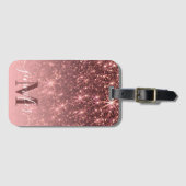 Niedliche Rose Gold Glitzer Gepäckanhänger (Vorderseite (Horizontal))