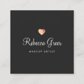 Niedliche Rose Gold Heart Black Beauty Consultant Quadratische Visitenkarte (Vorderseite)