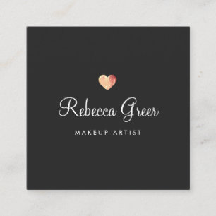 Niedliche Rose Gold Heart Black Beauty Consultant Quadratische Visitenkarte