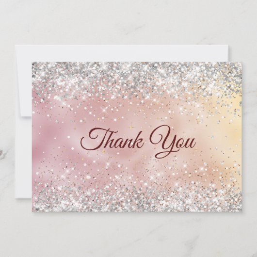 Niedliche Rose Gold Imitate Glitzer Dankeskarte (Vorderseite)