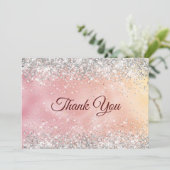 Niedliche Rose Gold Imitate Glitzer Dankeskarte (Stehend Vorderseite)