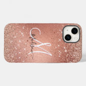 Niedliche Rose Gold Imitate Glitzer Monogramm Case-Mate iPhone Hülle (Rückseite (Horizontal))