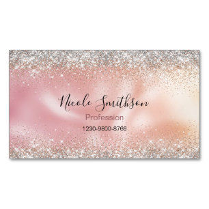 Niedliche Rose Gold Imitate Glitzer Monogramm Magnetische Visitenkarte
