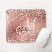 Niedliche Rose Gold Imitate Glitzer Monogramm Mousepad (Mit Mouse)