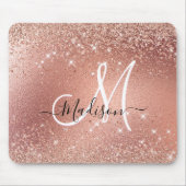 Niedliche Rose Gold Imitate Glitzer Monogramm Mousepad (Vorne)