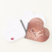 Niedliche Rose Gold Imitate Glitzer Monogramm Notizblock (Innenseite)