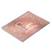Niedliche Rose Gold Imitate Glitzer Monogramm Notizblock (Linke Seite)