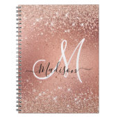 Niedliche Rose Gold Imitate Glitzer Monogramm Notizblock (Vorderseite)