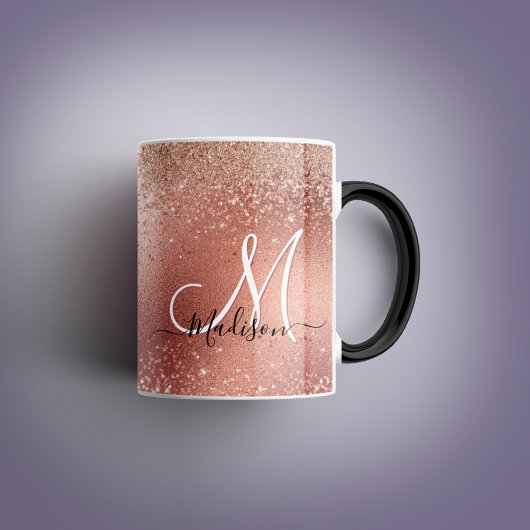 Niedliche Rose Gold Imitate Glitzer Monogramm Tasse