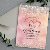Niedliche Rose Gold Imitate Silber Glitzer Monogra Einladung