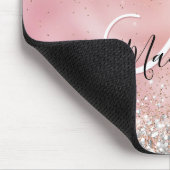 Niedliche Rose Gold Imitate Silber Glitzer Monogra Mousepad (Ecke)