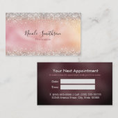 Niedliche Rose Gold Imitate Silber Glitzer Monogra Terminkarte (Vorne/Hinten)