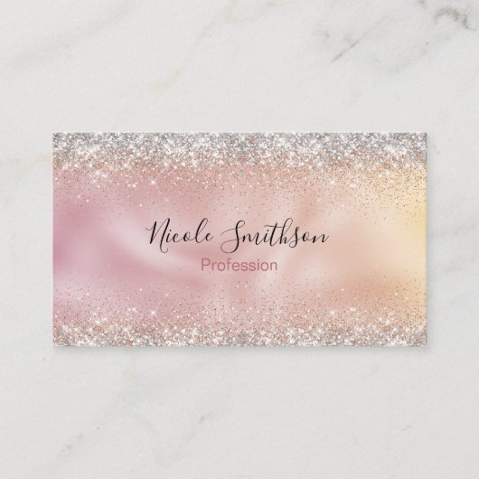 Niedliche Rose Gold Imitate Silber Glitzer Monogra Terminkarte (Vorderseite)