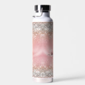 Niedliche Rose Gold Imitate Silber Glitzer Monogra Trinkflasche (Rechts)