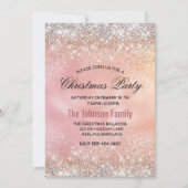Niedliche Rose Gold Imitate Silber Glitzer Weihnac Einladung (Vorderseite)