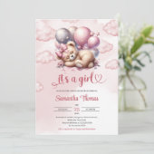 Niedliche Rose Gold ist ein Mädchen, das einen Ted Einladung (Stehend Vorderseite)