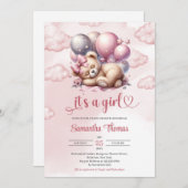 Niedliche Rose Gold ist ein Mädchen, das einen Ted Einladung (Vorne/Hinten)