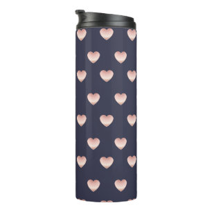 Niedliche Rose Gold Pink Shiny Hearts Muster Thermosbecher