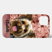 Niedliche Rose Gold Pink Yorkie Dog Name Hübsch Ch Case-Mate iPhone Hülle (Rückseite (Horizontal))