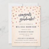 Niedliche Rose Gold Polka Dot Graduation Einladung (Vorderseite)