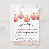 Niedliche Rose Gold Sparkle Ornament Exchange Part Einladung (Vorderseite)