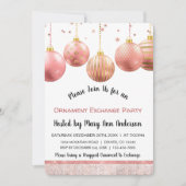 Niedliche Rose Gold Sparkle Ornament Exchange Part Einladung (Vorderseite)