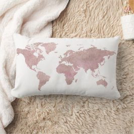 Niedliche Rose Gold Wasserfarbe Weltkarte Lendenkissen