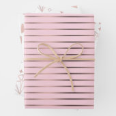 Niedliche Rose, goldfarbene und rosa Herzen, die P Geschenkpapier Set (Beispiel)