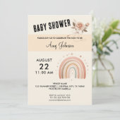 Niedliche Rose Kinderdusche - Rainbow Einladung (Stehend Vorderseite)