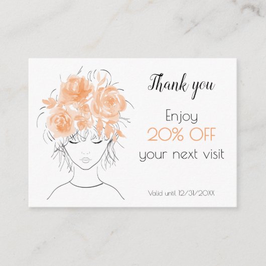 Niedliche Rose mit Pfirsichfarben Rabattkarte (Vorderseite)
