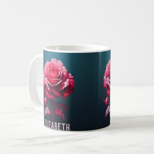 Niedliche Rose Monogramm Wasser Flasche Rose Kaffe Kaffeetasse (Vorderseite Links)